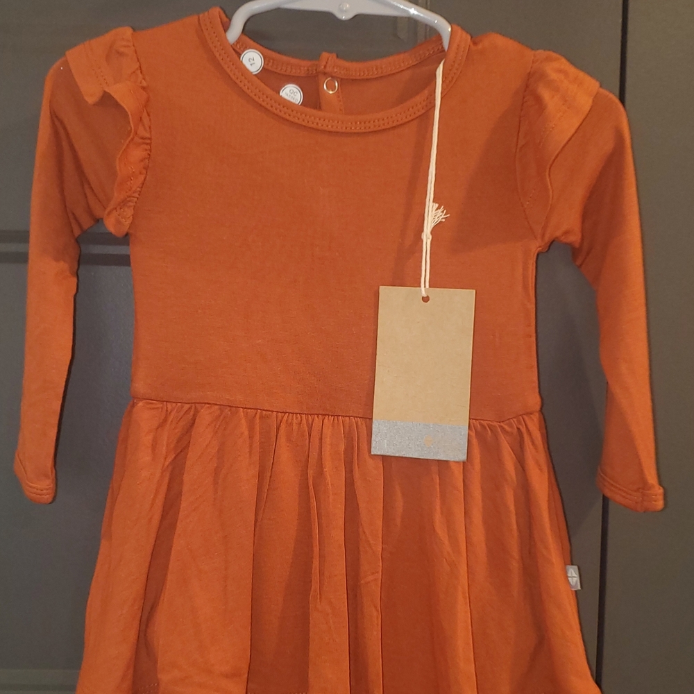 Kyte BABY Rust Long Sleeve Kids Dress